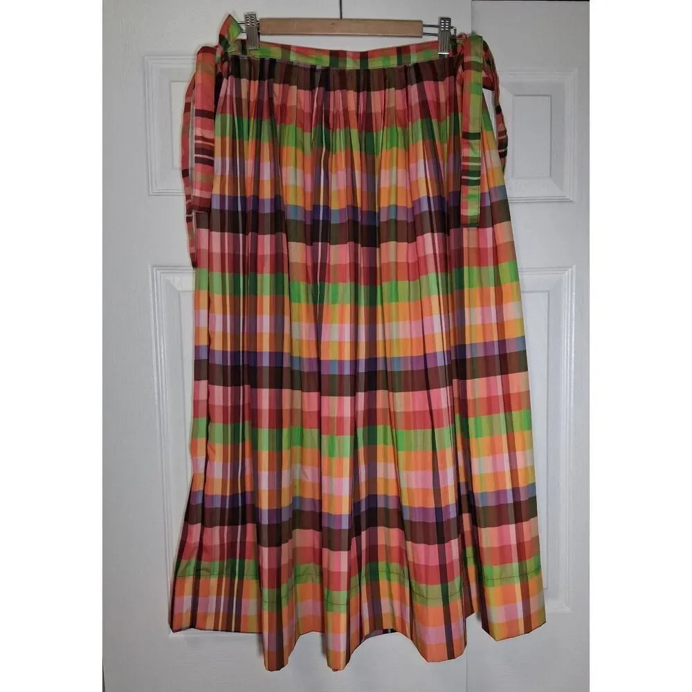 Womens large psychedelic handmade long maxi skirt orange green with pockets